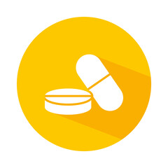 medication pill and capsule icon, block style