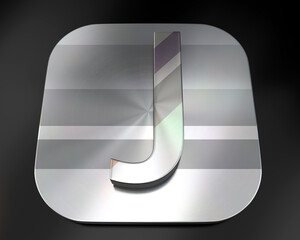 3d brushed metal J letter icon