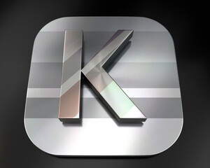 3d brushed metal K letter icon