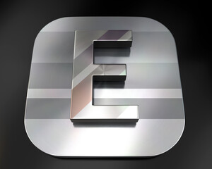 3d brushed metal E letter icon