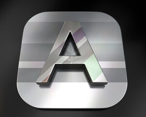 3d brushed metal A letter icon