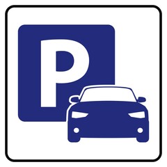 Car Park icon using Blue and White Background drawing by illustration,Parking allowed only for car symbol-Vector