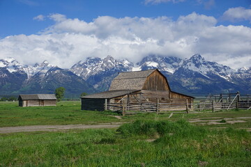 Fototapeta na wymiar A historic barn at Mormon Row - Grand Teton National Park (Wyoming, USA)