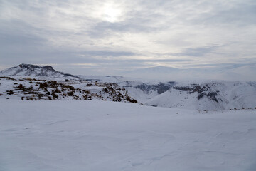 Snowy mountains, landscape, Kars, Turkey