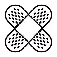 crossed band aids icon, line style