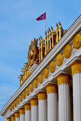 The pavilion in Moscow park VDNH. Soviet style.