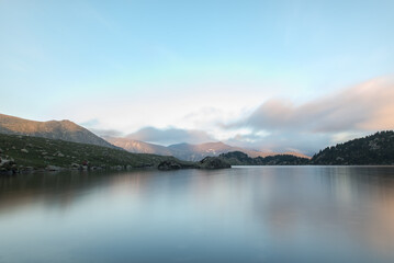 Landscape in Montmalus Lake in summer on Andorra