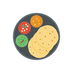 Chapati (Indian flat bread) and some curry, Indian food, Indian curry