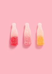 sugar gummy candy on a pink background