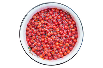 Homemade cherry jam. View from above. Isolate on a white background