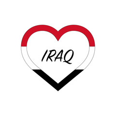 Iraq flag in heart. I love my country. sign. Stock vector illustration isolated on white background.