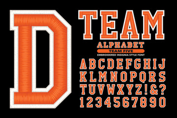 An Embroidery Styled 3d Alphabet for Team Sports Uniforms or University and Collegiate Style Garments