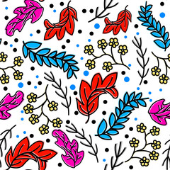 Floral hand draw vector pattern