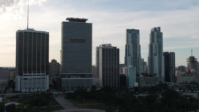 Aerial view of Miami Downtown Florida Drone in the city 