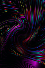 Abstract Iridescent Geometric Pattern with Waves. Colorful Striped Texture. Psychedelic Wallpaper. Vector Illustration