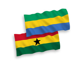 Flags of Gabon and Ghana on a white background