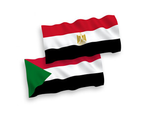 Flags of Sudan and Egypt on a white background