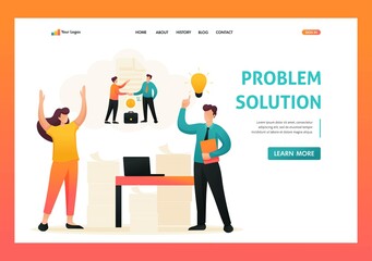 Stressful situation, solution of the problem by employees of the company. Flat 2D character. Landing page concepts and web design