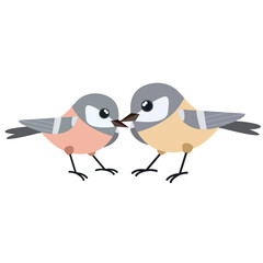 Set of Bird. Wild animal. Winged songbird. Cartoon flat illustration
