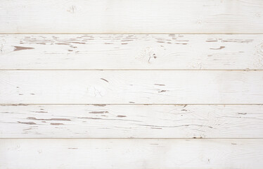 Fototapeta na wymiar Weathered white wooden background texture. Top view surface of the table.