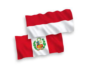 Flags of Indonesia and Peru on a white background
