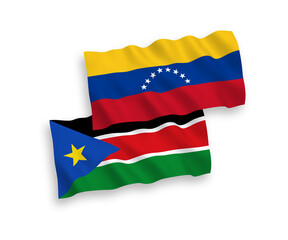 Flags of Venezuela and Republic of South Sudan on a white background