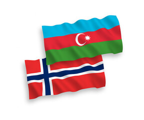 Flags of Norway and Azerbaijan on a white background