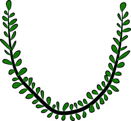 Vector image. Hand-drawn brush letter U. Part of the English alphabet. Black tree branch and bright juicy green foliage. Leaves of a Bush. The summer mood. Calligraphy and lettering. Eco, nature theme