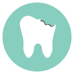 teeth with caries, medical icon, vector flat illustration, symbols for web, apps, print.