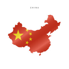Waving flag map of China. Vector illustration