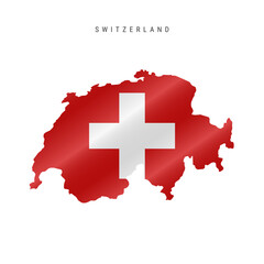 Waving flag map of Switzerland. Vector illustration