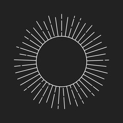 Retro Sun Ray, Sun Burst Emblem Isolated Vector Illustration Background