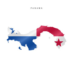 Obraz premium Waving flag map of Panama. Vector illustration