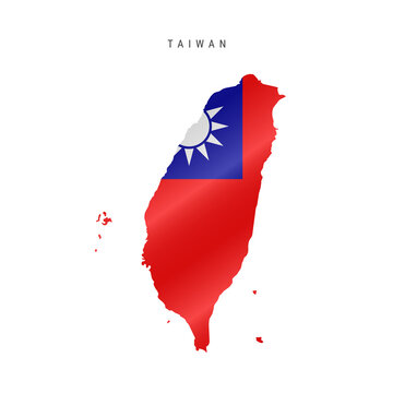Waving flag map of Taiwan. Vector illustration