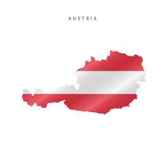 Fototapeta premium Waving flag map of Austria. Vector illustration