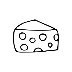Doodle holland cheese icon in vector isolated on white. Hand drawn holland cheese icon in vector isolated on white