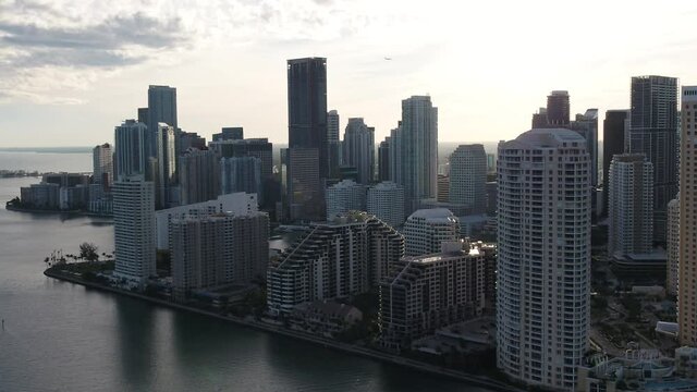 Aerial view of Miami Downtown Florida Drone in the city 