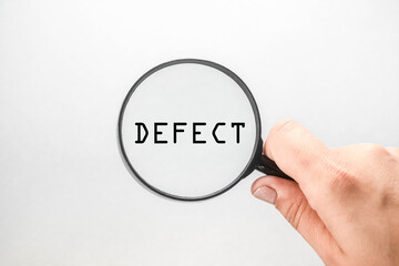 defect in a magnifying glass on a white background