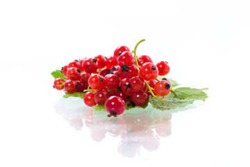 ripe summer berry red currant isolated on white