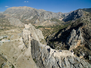 Historical artifact Adiyaman castle (Hisn-i Mansur, Adiyaman Kalesi). The castle was built during the Commagene kingdom however the present look of castle dates back to Mamluks. Adiyaman-Kahta, TURKEY