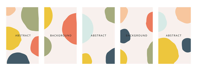 Abstract shapes minimal background vector set. Trendy style cover design for social media posts and stories, cover, web, invitation, and print.