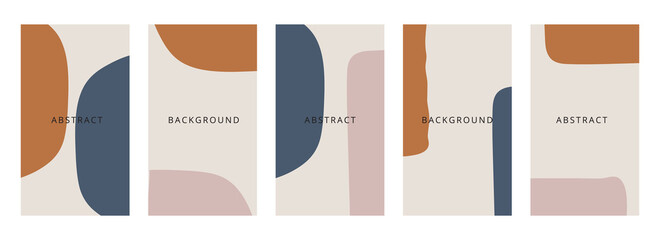 Abstract shapes minimal background vector set. Trendy style cover design for social media posts and stories, cover, web, invitation, and print.
