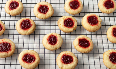 Strawberry thumbprint cookies