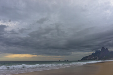 Tropical beach sunset, Ipanema, Rio de Janeiro, Brazil, South America