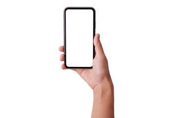Studio shot of Business Hand holding Smartphone and isolated on white background - include clipping path.