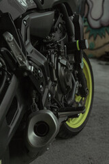 Black and green motorcycle