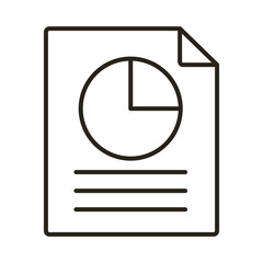 document paper with statistics pie line style icon