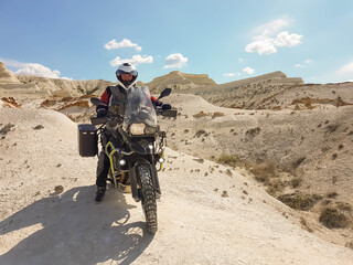 biker on an abandoned mountain road