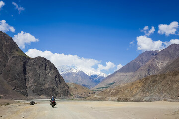 alone biker in the mountains