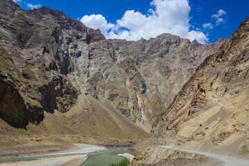 mountain landscape with blue sky and clouds